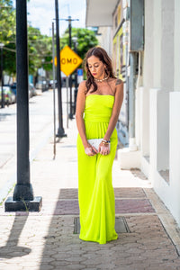 Essentials Plisse Lime Maxi Dress