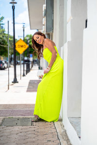 Essentials Plisse Lime Maxi Dress