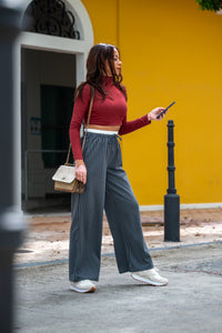 GREY PINSTRIPE WAIST PANTS