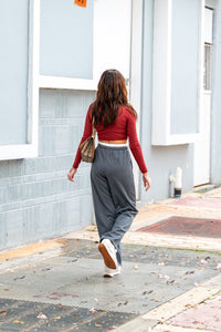 GREY PINSTRIPE WAIST PANTS