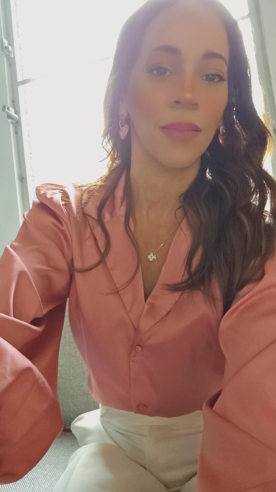 Opal Rosé Satin Work Blouse