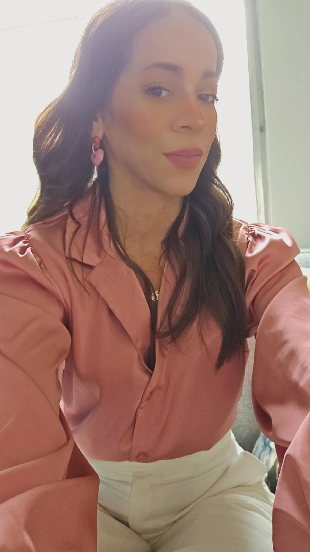 Opal Rosé Satin Work Blouse