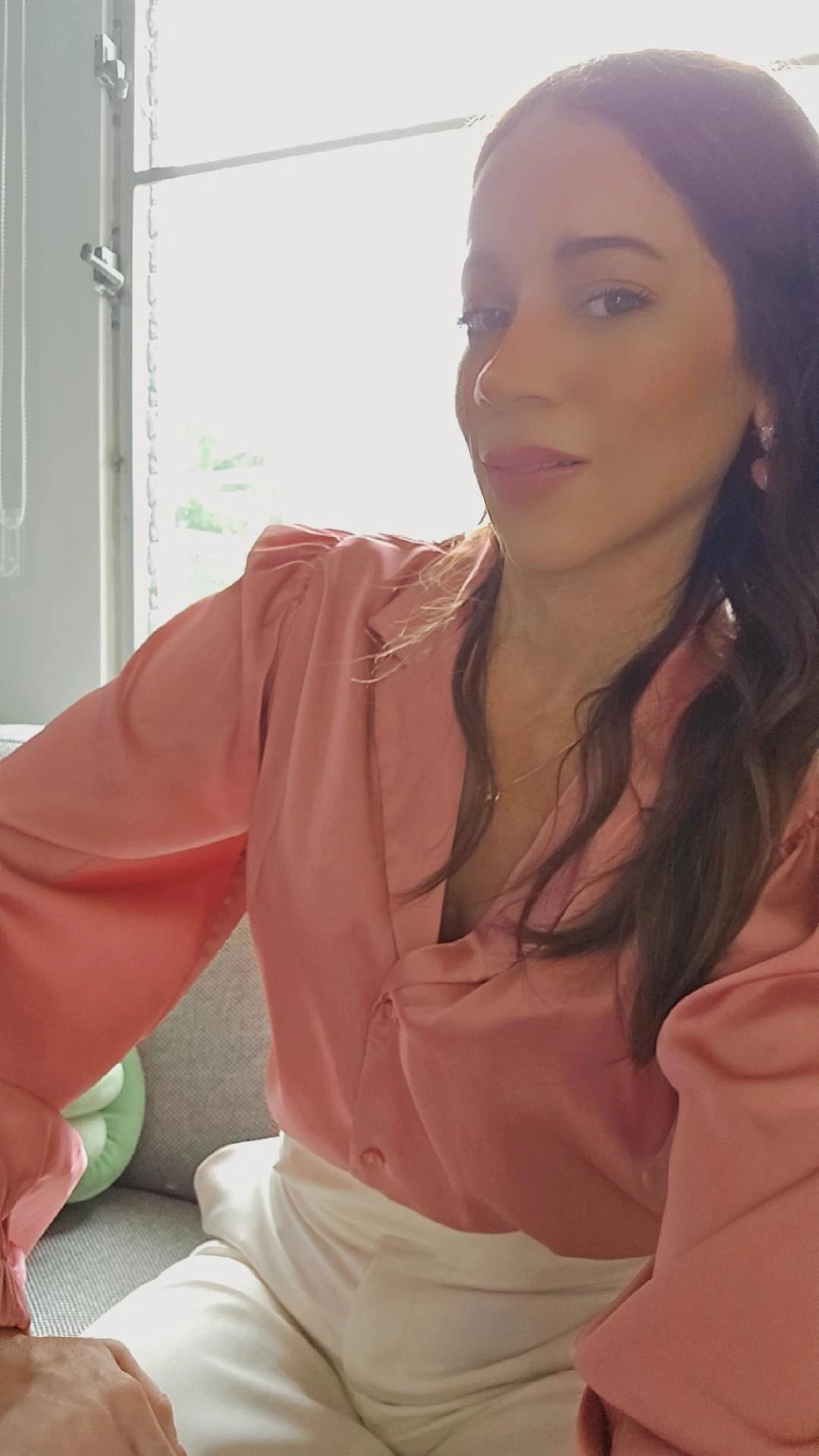 Opal Rosé Satin Work Blouse