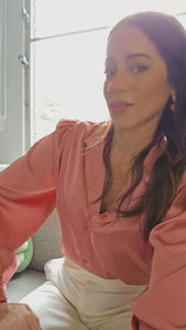 Opal Rosé Satin Work Blouse