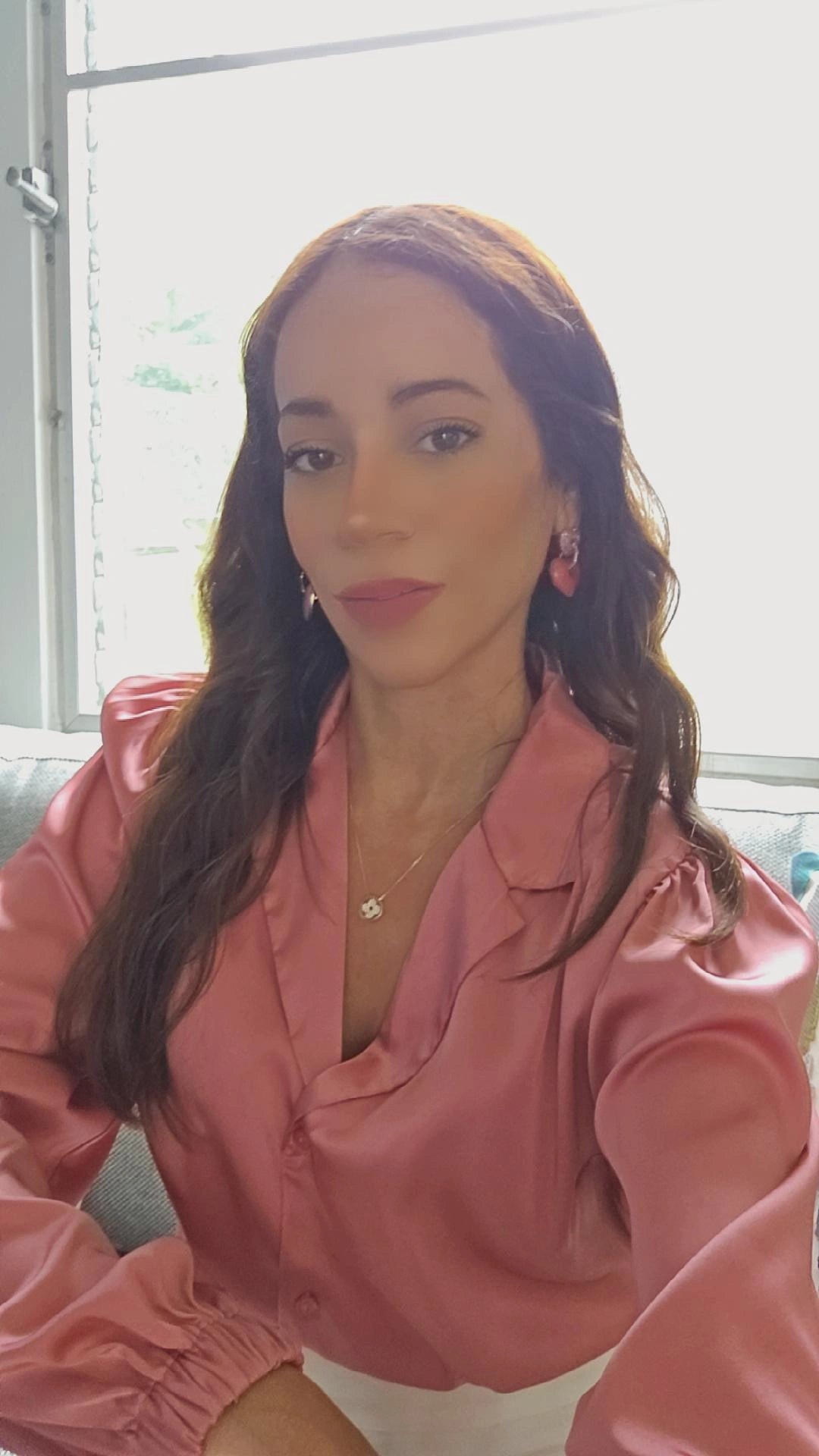 Opal Rosé Satin Work Blouse