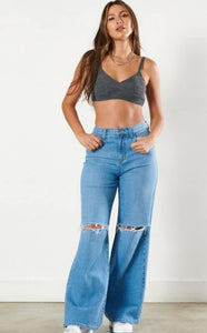 Ripped Knee Flare Jeans