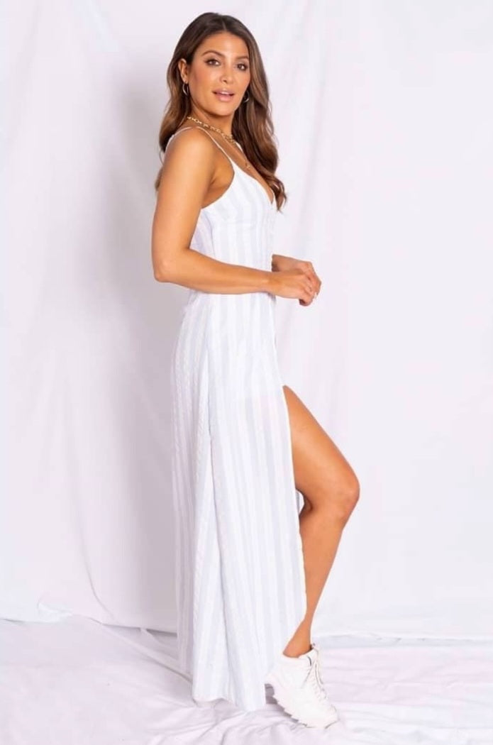 White Baby Blue Romper