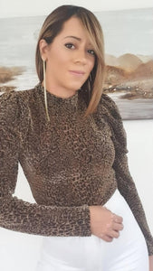 Cheetah Animal Print Gold Puffy Bodysuit