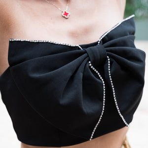 "Cute" Black Bow Top