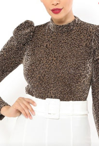 Cheetah Animal Print Gold Puffy Bodysuit