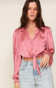 Opal Rosé Satin Work Blouse