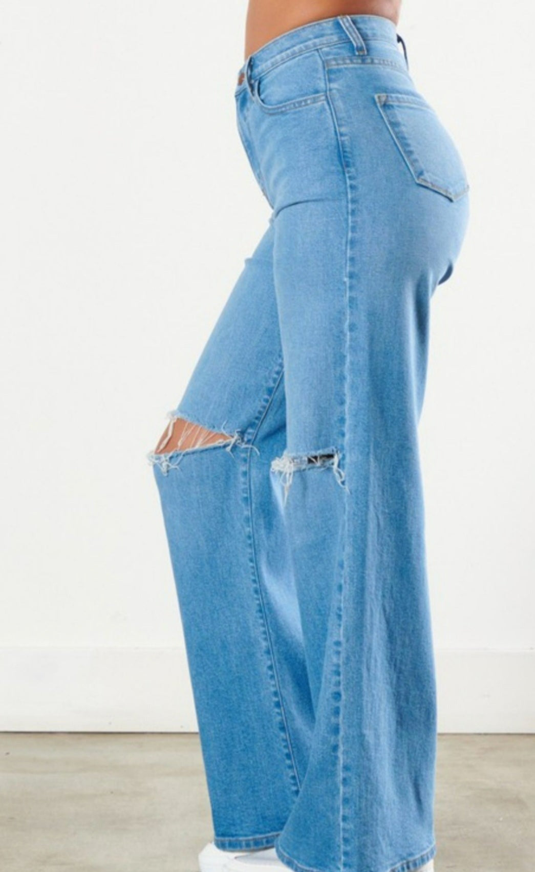Ripped Knee Flare Jeans